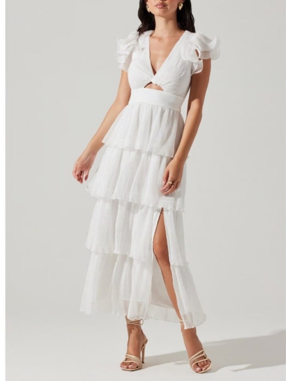 ASTR The Label Emporia Maxi Dress In White Large Flowy